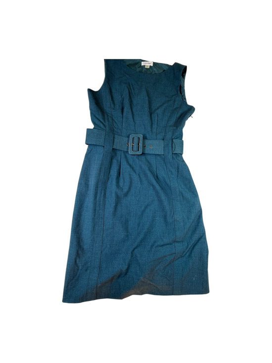 Calvin Klein Dresses & Skirts - Calvin Klein Teal Sheath Dress Size 8 Belted Sleeveless Knee Length Work Office
